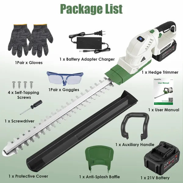 20'' Cordless Hedge Trimmer 21V Handheld Bush Trimmer Electric Grass Shrub Trimmer With Dual-Action Blades 0.6" Cutting - view 4