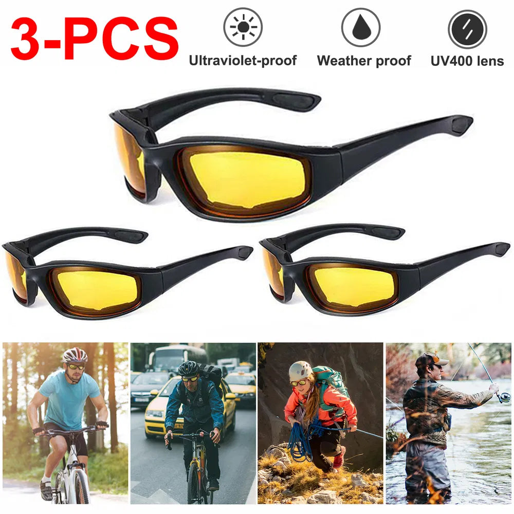 3Pair Motorcycle Riding Glasses Wind Resistant Bike Goggles UV Protection Resistant Padded Comfortable Outdoor Sport - view 5