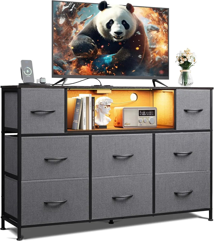 Dresser TV Stand For 45, 50, 55 Inch TV, Entertainment Center With LED Lights & Charging Station - view 2