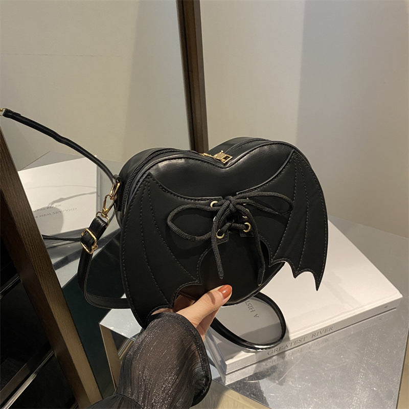 Heart Shape Bag Strap Design Bat Wings One Shoulder Crossbody Bag - view 2