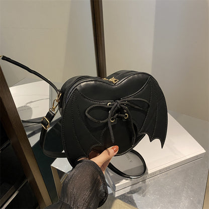 Heart Shape Bag Strap Design Bat Wings One Shoulder Crossbody Bag - view 2