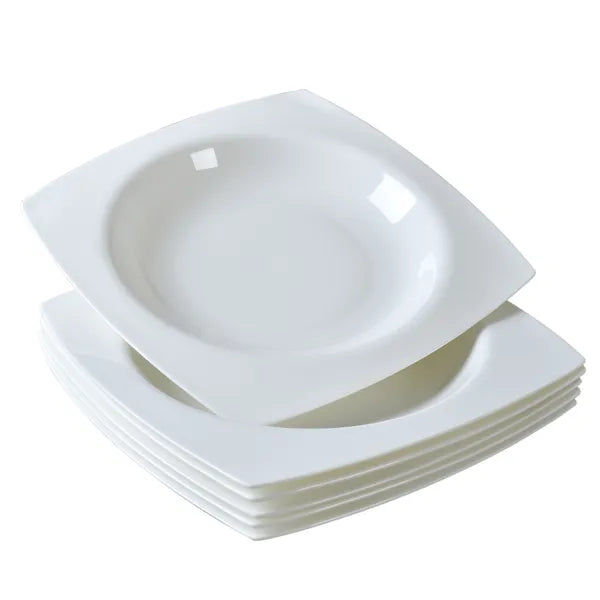 Salad Kitchen Plate Set For 6,Square Plate Sets For Elegant Dining,Microwave Safe White Plates Ceramic Tableware Set - view 3