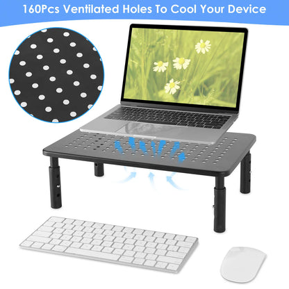 Adjustable Monitor Riser Stand, 3Level Height Adjustable Metal Monitor Stand with Ventilated Mesh Platform - view 6