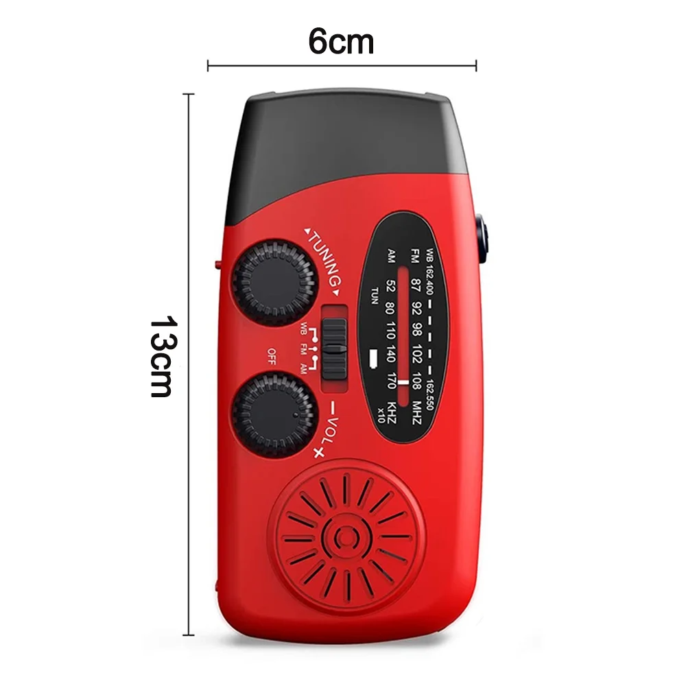 Radio de emergencia solar/manivela con linterna