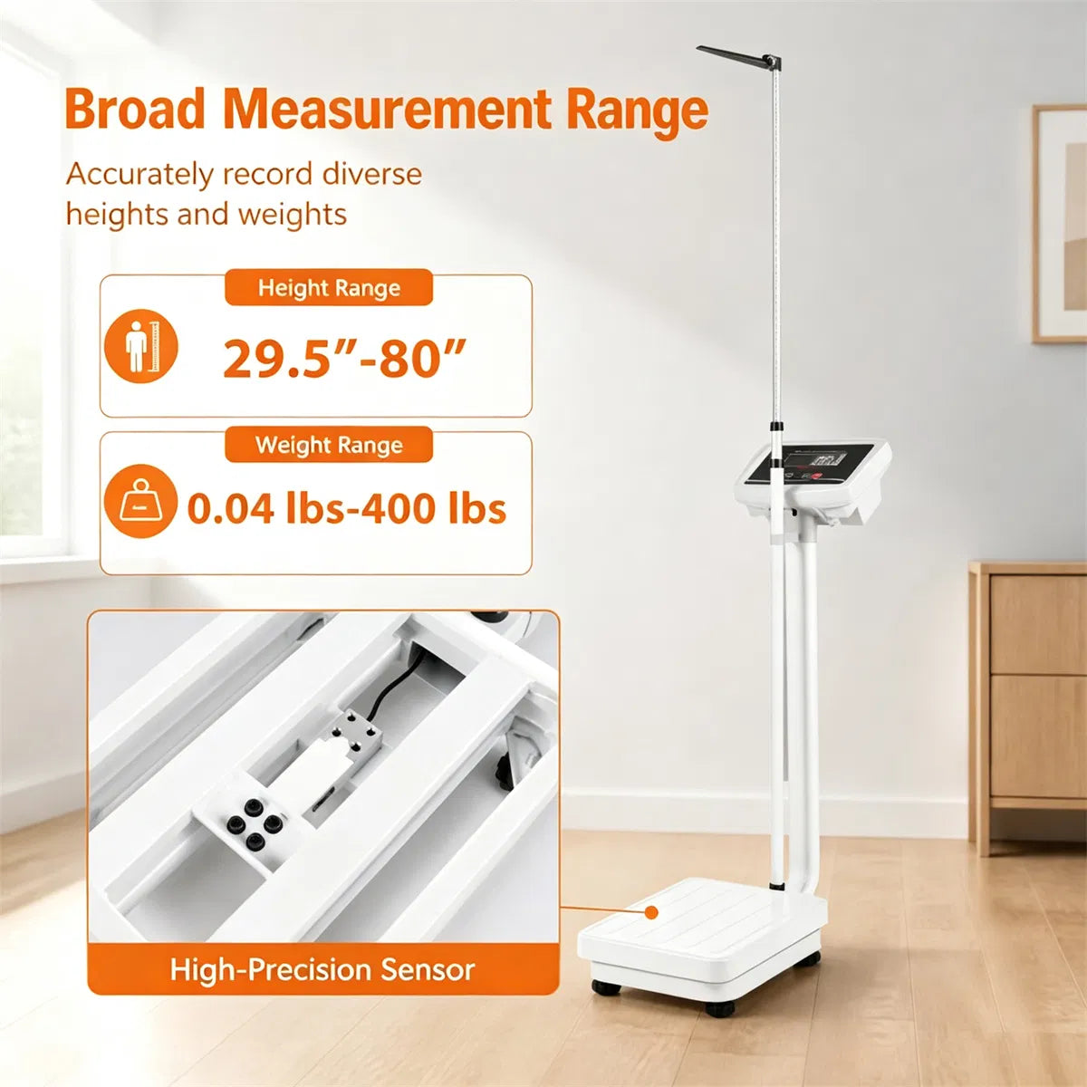 Medical Height & Weight Physician Scale, HighPrecision Sensor Digital Body Scale with Adapter & Battery Dual Power - view 6