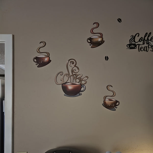 Metal Coffee Cup Wall Decor Retro Kitchen Coffee Bar Decorations