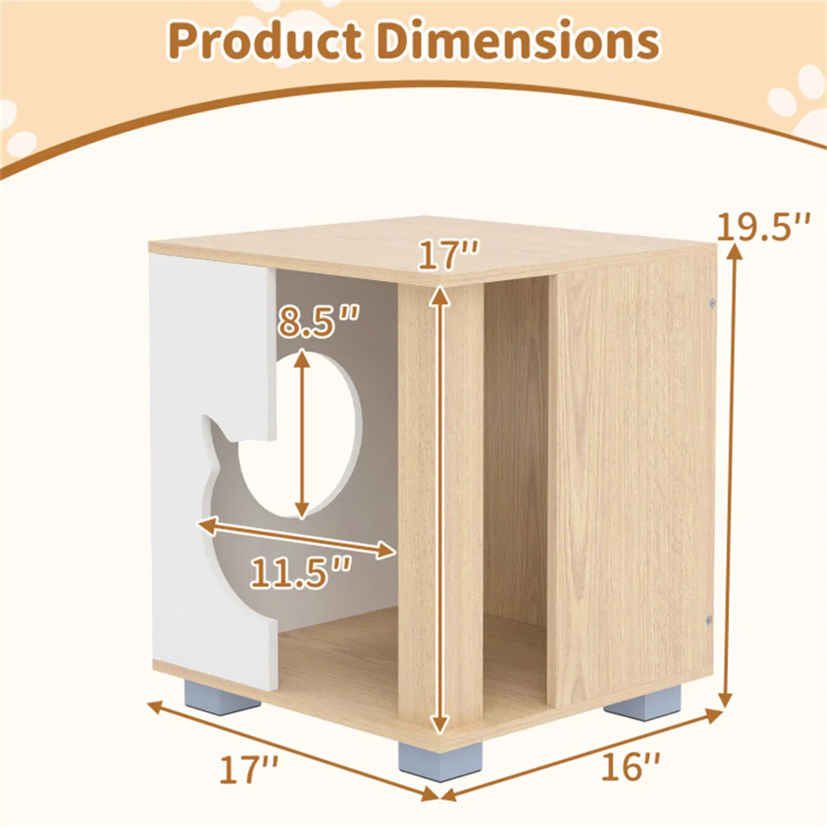 Multipurpose Wooden Cat House Nightstand, Sturdy Metal Base Anti-Slip Pet Furniture - view 10