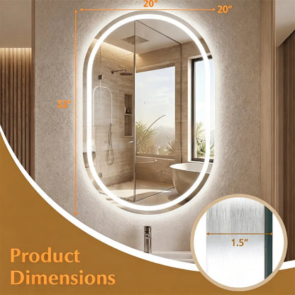 32x20" Oval LED Backlit Bathroom Mirror, 3 Color Temperatures Stepless Dimmable Vanity Mirror - view 4