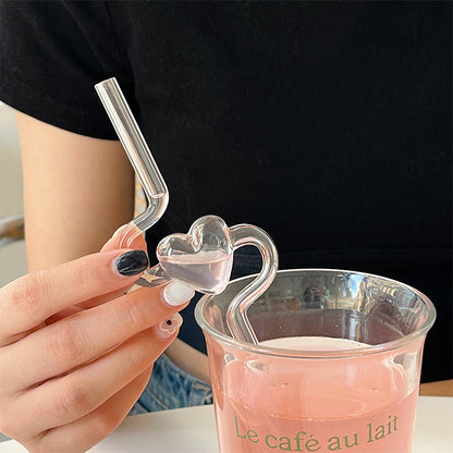 Love Heart Glass Straw Reusable High Borosilicate Glass Drinking Straws Bubble Tea Straws For Cocktails Bar Accessories - view 4