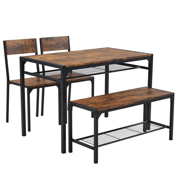 Dining Table Set For 4, Kitchen Table With 2 Chairs And A Bench, 4 Piece Kitchen Table Set For Small Space - view 4