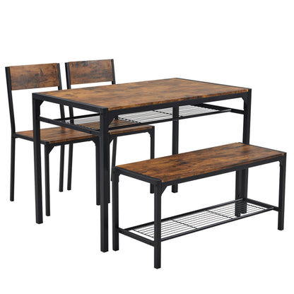 Dining Table Set For 4, Kitchen Table With 2 Chairs And A Bench, 4 Piece Kitchen Table Set For Small Space - view 4