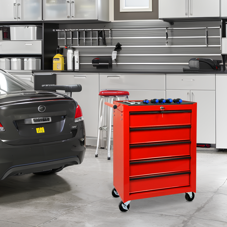 Rolling Metal Tool Chest With 5 Drawers, 20inch 5-Drawer Tool Chest Cabinet With Ball Bearing Drawer Slides - view 9