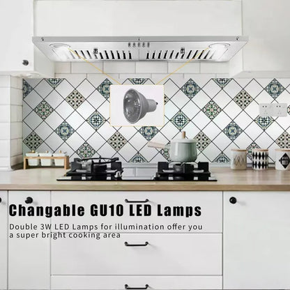 30 Inch Insert Range Hood 600 CFM; Built-in Stainless Steel Range Hoods With Right Button Controls And Back LED Lights - view 4
