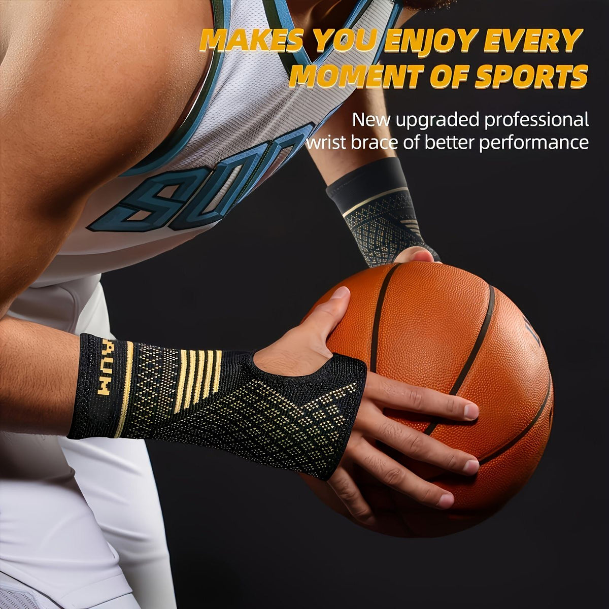 1 Pair Copper Wrist Compression Sleeves Support Brace Unisex For Sports Fitness Workouts Typing Breathable Hand - view 2