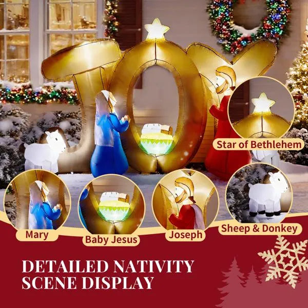 7.5FT Lighted Christmas Inflatable Decoration, Inflatable Nativity Scene With JOY Sign - view 3