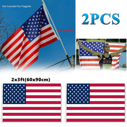 2pcs 2X3FT 60 x 90cm American Flag USA Flag Printed Nylon Flag National Flag W/Brass Grommets Courtyard Decoration - view 3