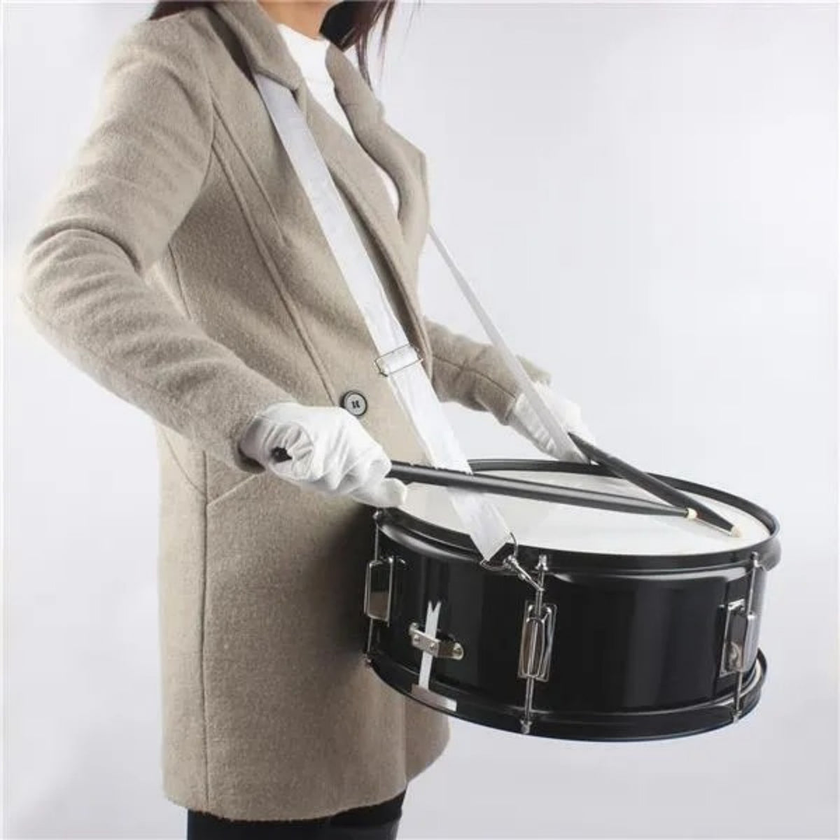 14 X 5.5 Inches Professional Marching Snare Drum & Drum Stick & Strap & Wrench Kit Black