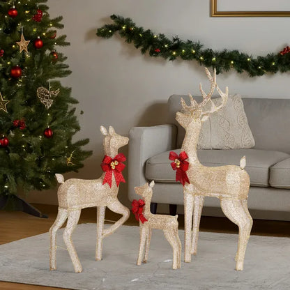 3-Piece Lighted Christmas Reindeer Family Set Outdoor Decorations, Weather Proof Sparkling Deer Family Set Of - view 5