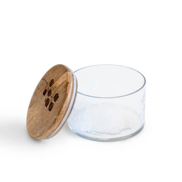 Leafy Twig Glass Jar Container With Wooden Lid-700 Ml - view 5