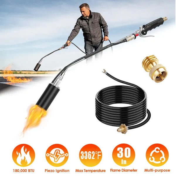 180,000 BTU Propane Weed Torch Heavy Duty Weed Burner Flame Weeder With 10FT Hose Piezo Ignition Adjustable Flame - view 3