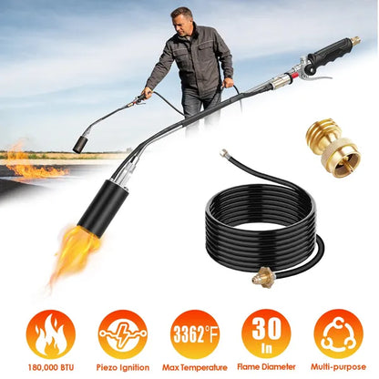180,000 BTU Propane Weed Torch Heavy Duty Weed Burner Flame Weeder With 10FT Hose Piezo Ignition Adjustable Flame - view 3