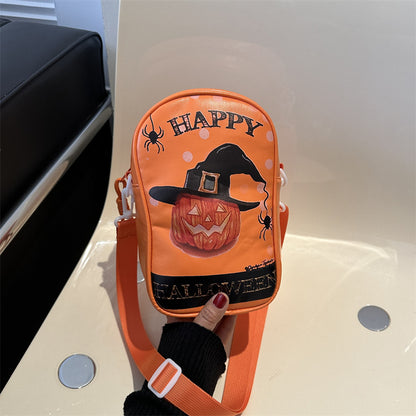 Funny Phone Bag Halloween Dark Crossbody Bag Halloween Pumpkin Printed Cartoon Shoulder Bags Creative Female Handbag - view 8