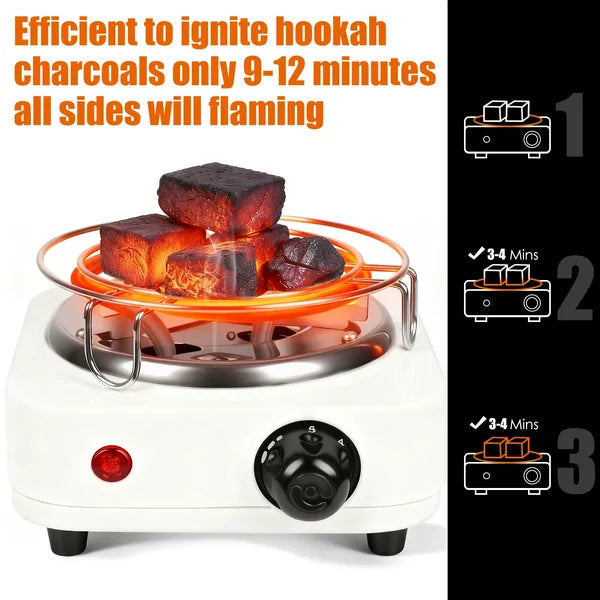 Electric Charcoal Burner 500W Hookah Charcoal Burner Compact Coal Burner For Hooka Cubes Shisha With Grill And Tongs - view 4