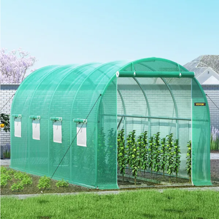 VEVOR Walk-in Tunnel Greenhouse, 14.8 X 6.6 X 6.6 Ft Portable Plant Hot House W Galvanized Steel Hoops, 1 Top Beam