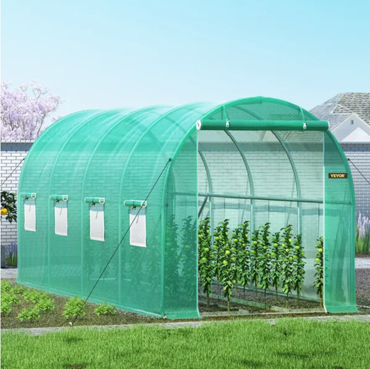 VEVOR Walk-in Tunnel Greenhouse, 14.8 X 6.6 X 6.6 Ft Portable Plant Hot House W Galvanized Steel Hoops, 1 Top Beam
