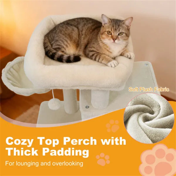 Beige 33.5" Multi-Level Cat Tree With 2-Tier Condo, Sisal Scratching Posts & Anti-Toppling Device For Cats - view 4
