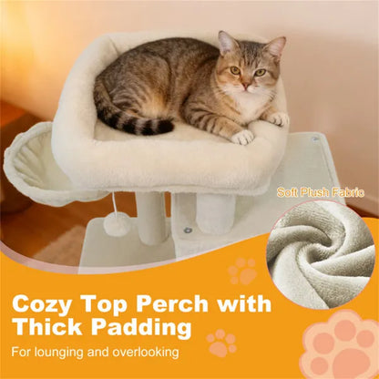 Beige 33.5" Multi-Level Cat Tree With 2-Tier Condo, Sisal Scratching Posts & Anti-Toppling Device For Cats - view 4