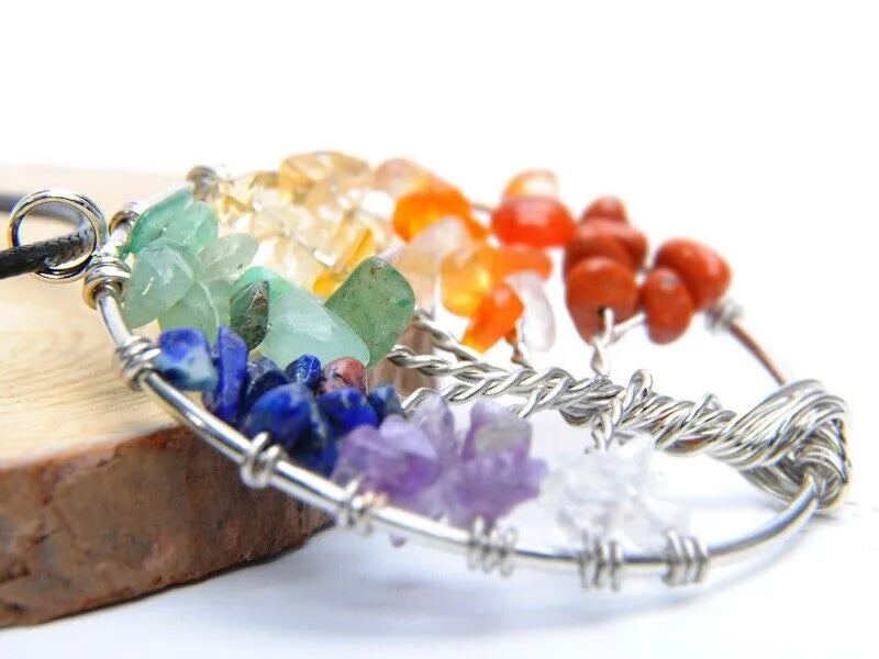 Tree of Life Pendant Necklace 7 Chakra Natural Gemstone Crystal Stones Healing - view 3