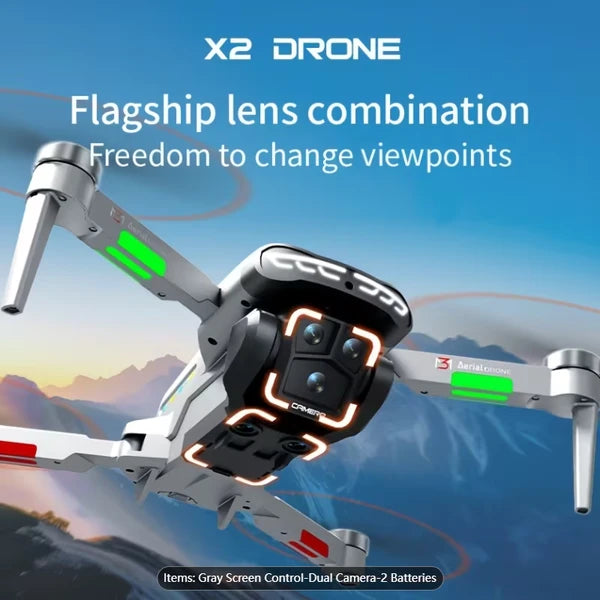 Smart Flight Aerial Photography X2 Drone | Dual Cameras, Brushless Motors, Stable Optical Flow Hovering - view 3