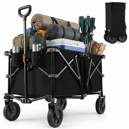 Black 400 Lbs Heavy-Duty Collapsible Wagon Cart With All-Terrain Wheels
