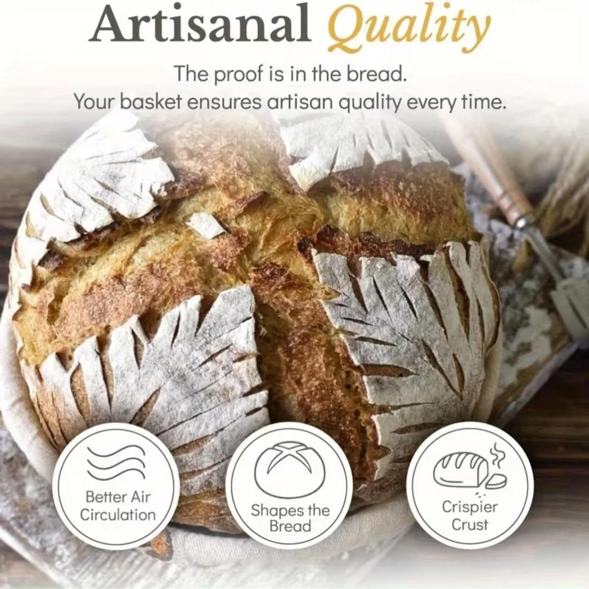 Bread Proofing Basket, Sourdough Baking Supplies, Round 9-inch Sourdough Starter Kit, Anti-counterfeiting Baking Basket - view 3