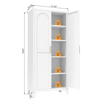 71'' 2 Shapely Doors Cabinet, Metal Storage Cabinet With Doors And Adjustable Shelves, For Bedroom, Living Room - view 5