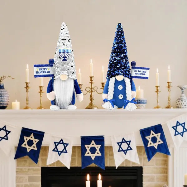 Hanukkah Gnomes Decorations For Home Indoor, Hanukkah Menorah Plush Decor, Jewish - view 5