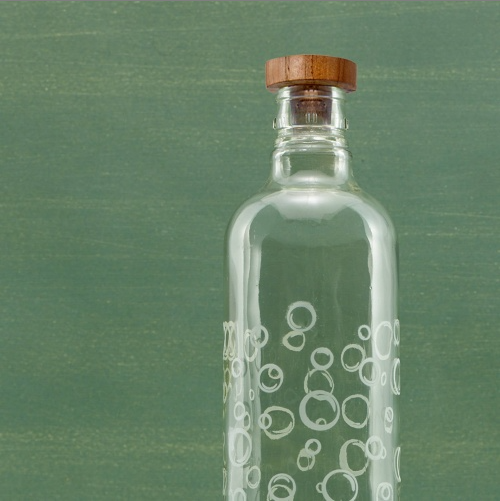 Bubbles Glass Water Bottle With Wooden Stopper - view 2