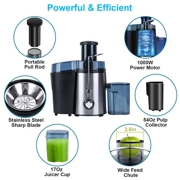 1000W Centrifugal Juicer Juice Extractor With 2 Speeds 3.6in Wide Feed Chute 17Oz Juicer Cup 54Oz Pulp Collector - view 4