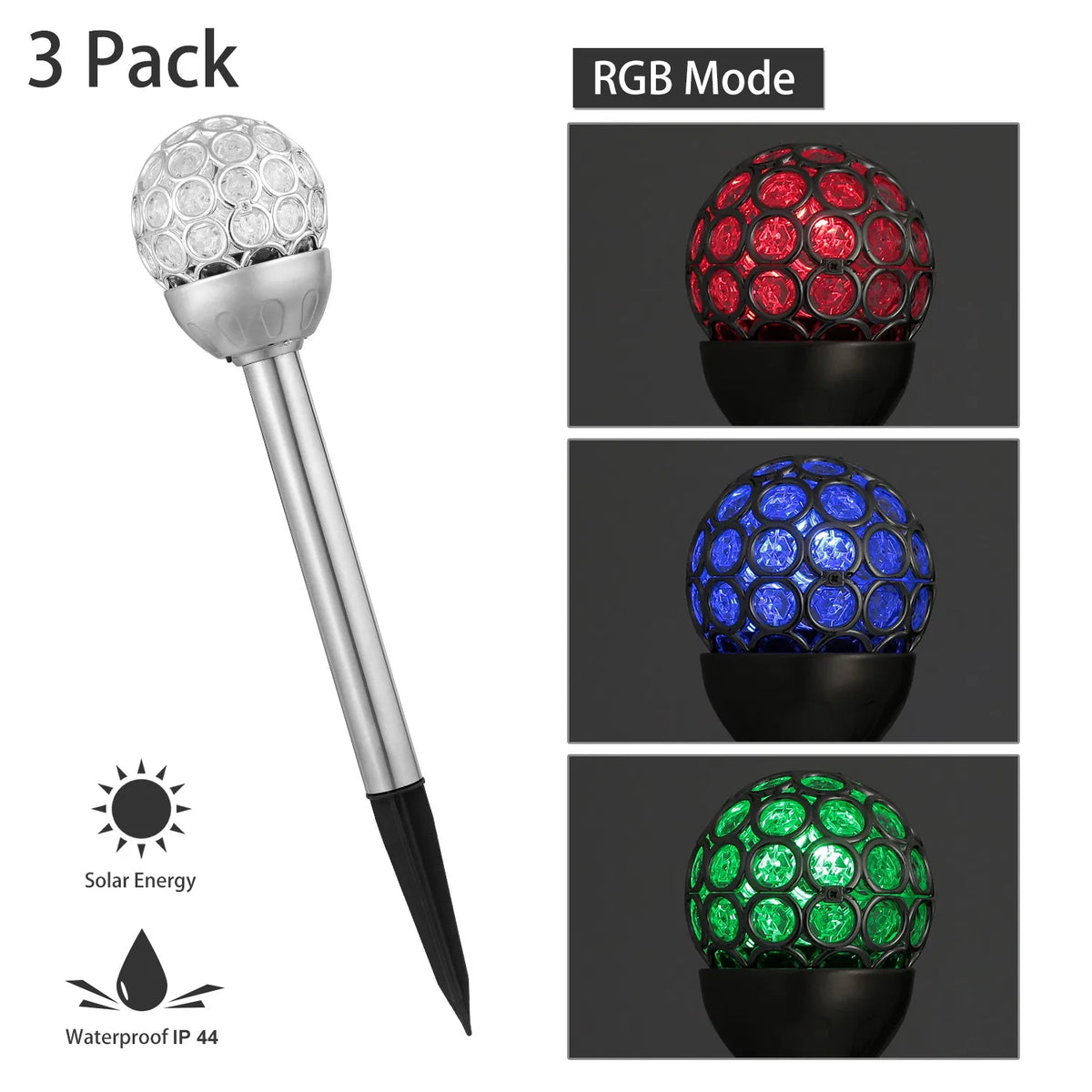 3 Pcs Outdoor Solar Lights IP44 Waterproof Ball RGB Light Garden Decor Lamp Landscape Christmas - view 9