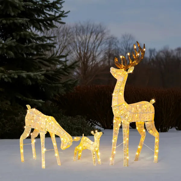 3-Piece Lighted Christmas Reindeer Family Set Outdoor Decorations, Weather Proof Deer Family Set Of 3 Christmas - view 7