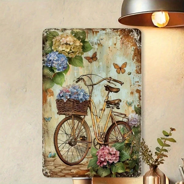 Retro Bicycle | 8x12 Inch Metal Tin Sign Waterproof Rustproof Vintage Wall Decor Classic Bicycle Pattern Hanging Plaque - view 2