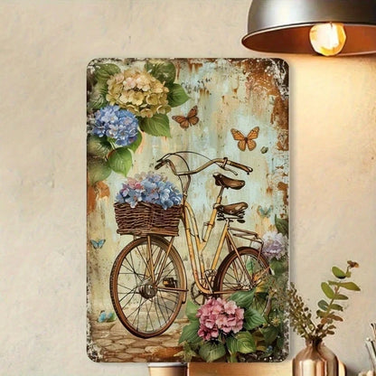 Retro Bicycle | 8x12 Inch Metal Tin Sign Waterproof Rustproof Vintage Wall Decor Classic Bicycle Pattern Hanging Plaque - view 2