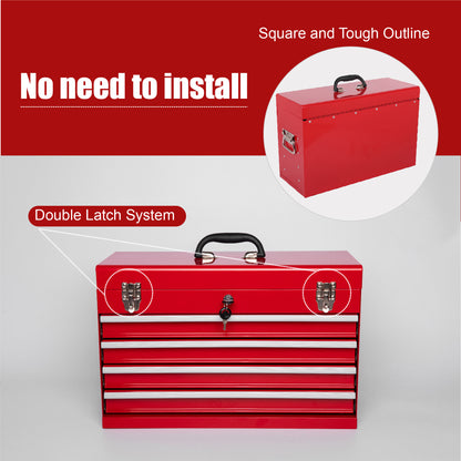 Heavy Duty Metal Tool Box, 21-inch, Portable Metal Tool Box With 4 Drawers, Small Tool Chest With EVA Liners - view 7