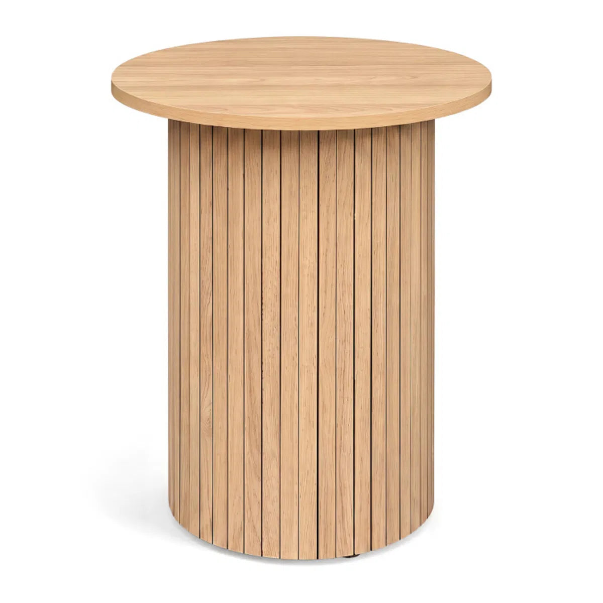 Minimalist Round Pedestal Side Table, Space-Saving Stable Nightstand with Rounded Edges & Anti-Slip Pads - view 2