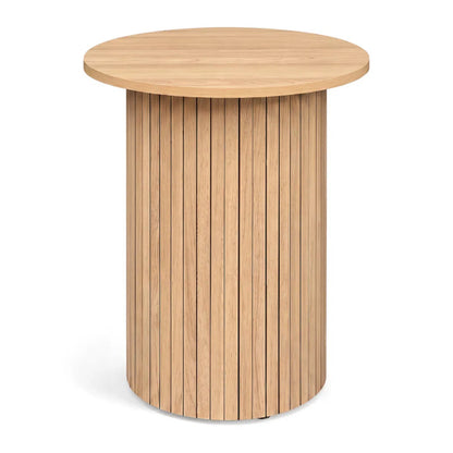 Minimalist Round Pedestal Side Table, Space-Saving Stable Nightstand with Rounded Edges & Anti-Slip Pads - view 2