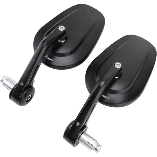Motorcycle Handlebar End Mirror, Mirror, Rearview Mirror, CNC E-checked, 7/8", Black