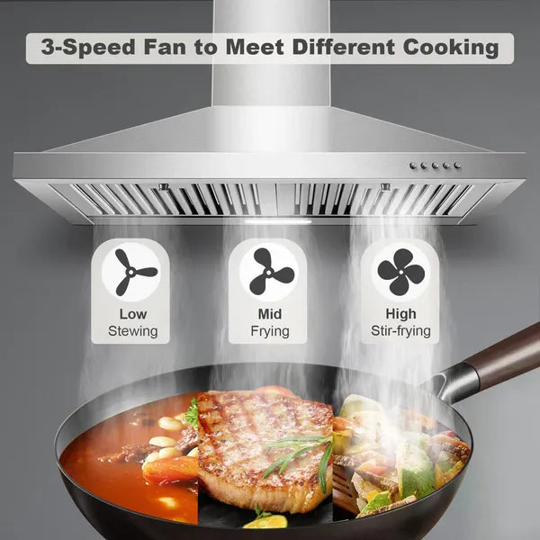 Range Hood 30 Inch, Wall Mount Range Hood Ducted/Ductless, Kitchen Hood In Stainless Steel - view 5