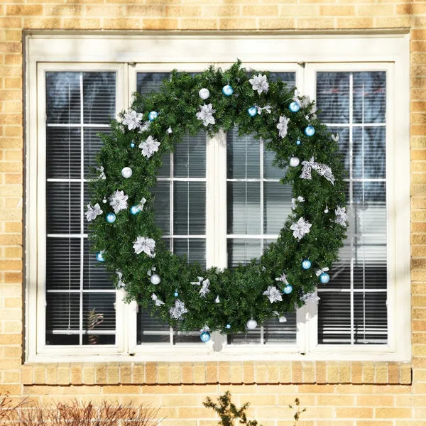 60in Pre-lit Christmas Wreath, Lighted Artificial Xmas Wreath With 220 Cold & Warm White Lights And 600 PVC Tips - view 3