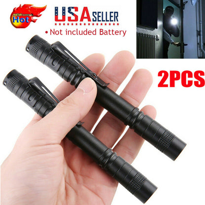 2 PCS Portable Mini LED Flashlight Camping Hiking Handheld Flashlight Pen Work light